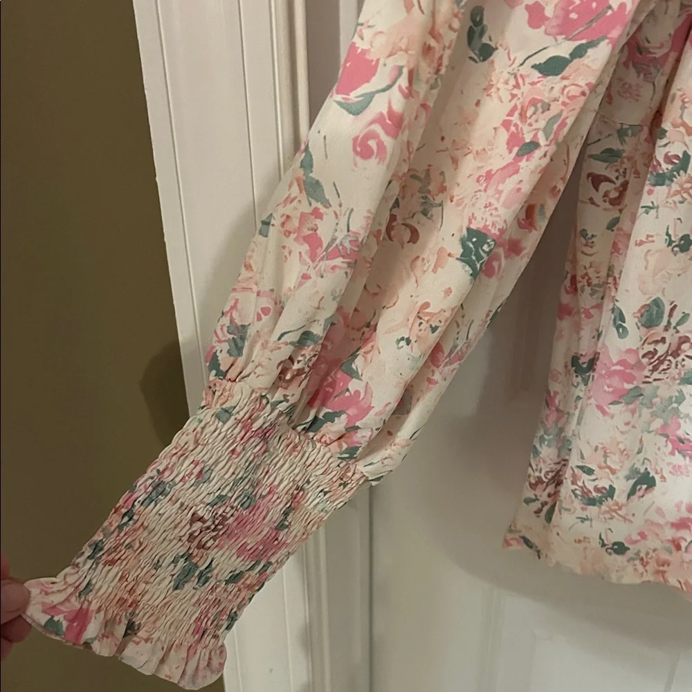 Entro Pink and Cream Floral Blouse - Picture 4 of 6